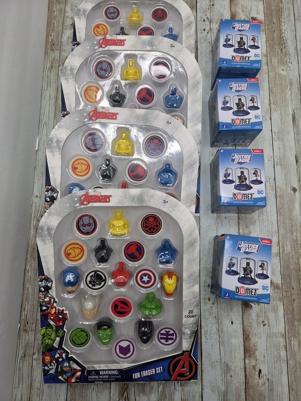 ⚡ Marvel Avengers Eraser Sets & DC Domez Mini Figures Huge Super Hero Lot NIB 💥
